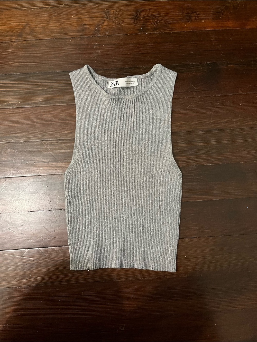 Zara silver ribbed crop top